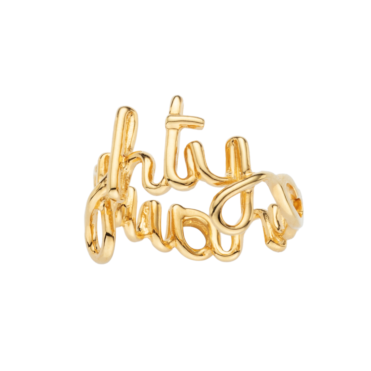 Naughty Hotscripts word wire ring by Hotlips by Solange in gold plated silver side view 2