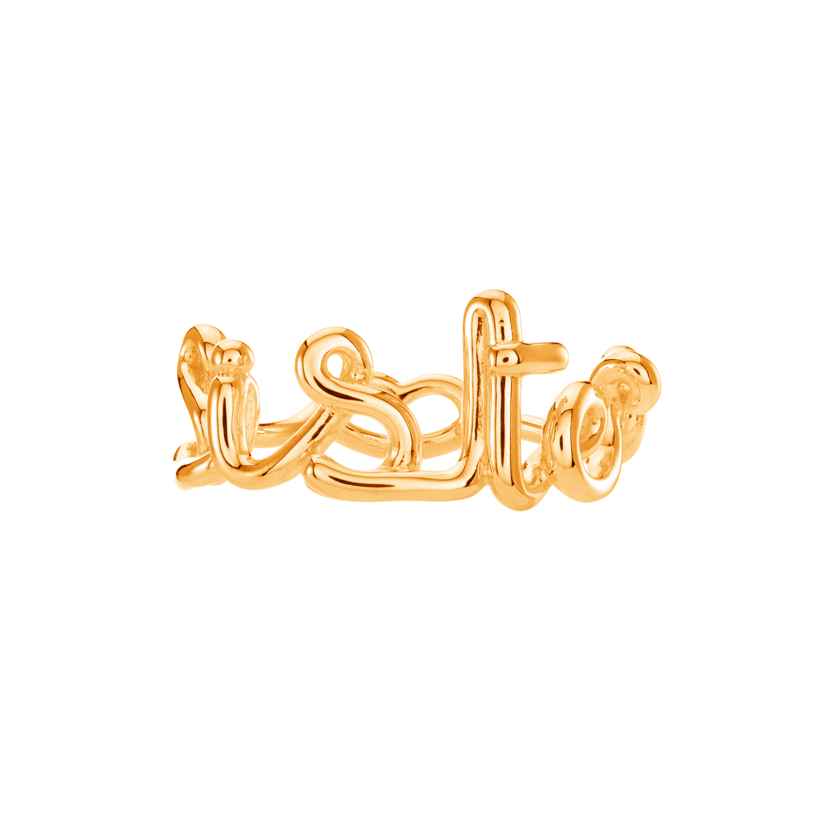 Sister Hotscripts word wire ring by Hotlips by Solange in gold plated silver front view